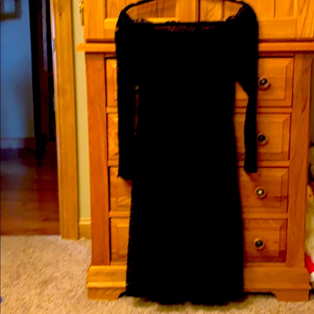 Black lace over dress